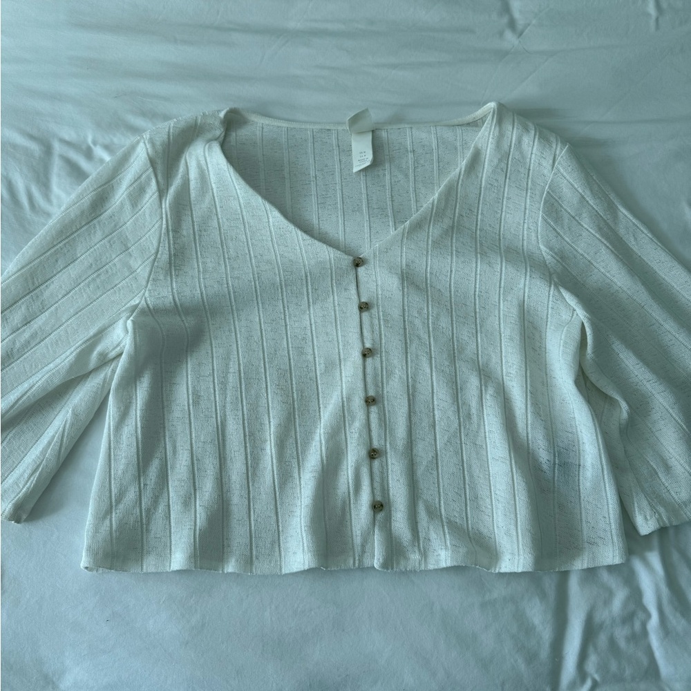 H&M Cream Button-Up Women's Blouse
